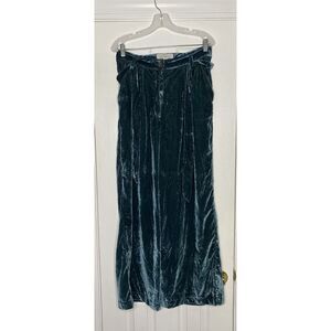 Birds of Paradis‎ by Trovata Emma Velvet Belted Wide Leg Pants Marine Blue 10
